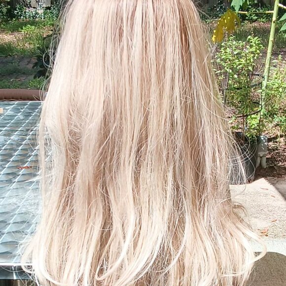 Womens 💗 Blonde And Brown Synthetic Ombre 26" Long Wavy Breathable Cap Wig 💗 - Picture 4 of 16